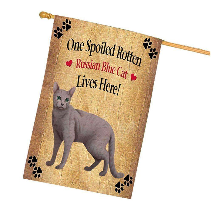 Russian Blue Spoiled Rotten Cat House Flag