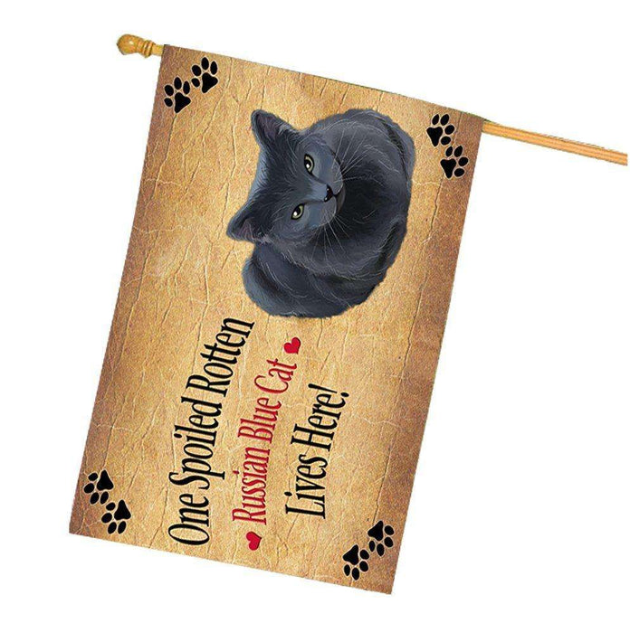 Russian Blue Spoiled Rotten Cat House Flag