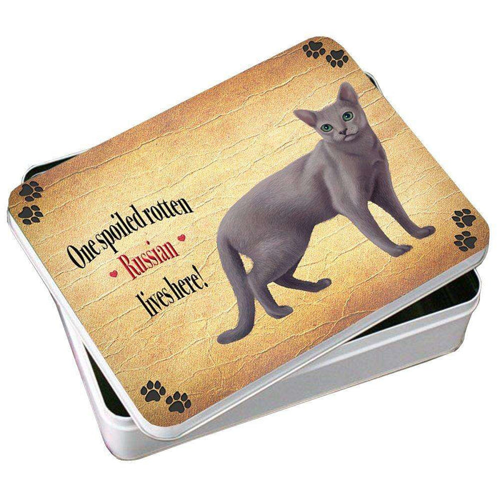 Russian Blue Spoiled Rotten Cat Photo Storage Tin