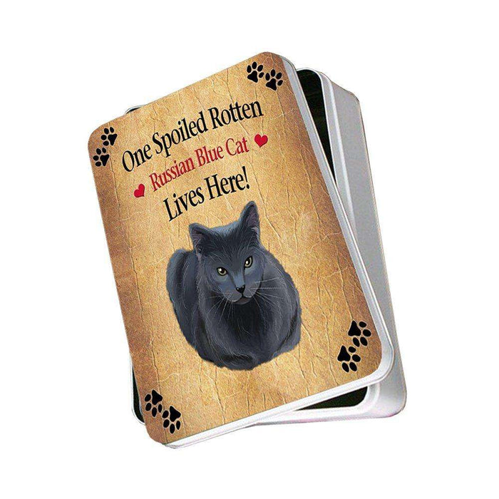 Russian Blue Spoiled Rotten Cat Photo Storage Tin