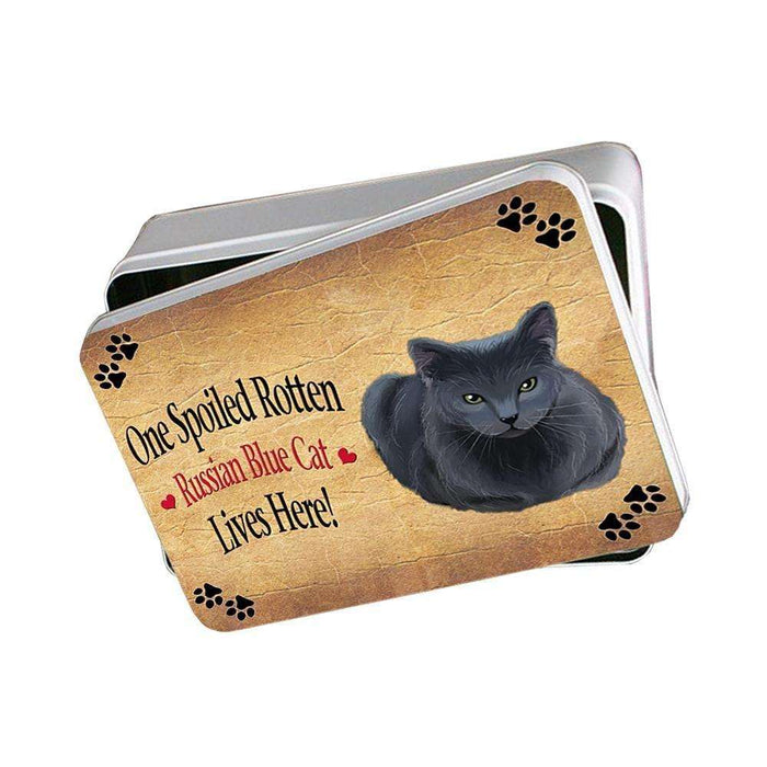 Russian Blue Spoiled Rotten Cat Photo Storage Tin