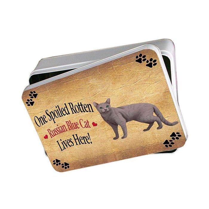 Russian Blue Spoiled Rotten Cat Photo Storage Tin