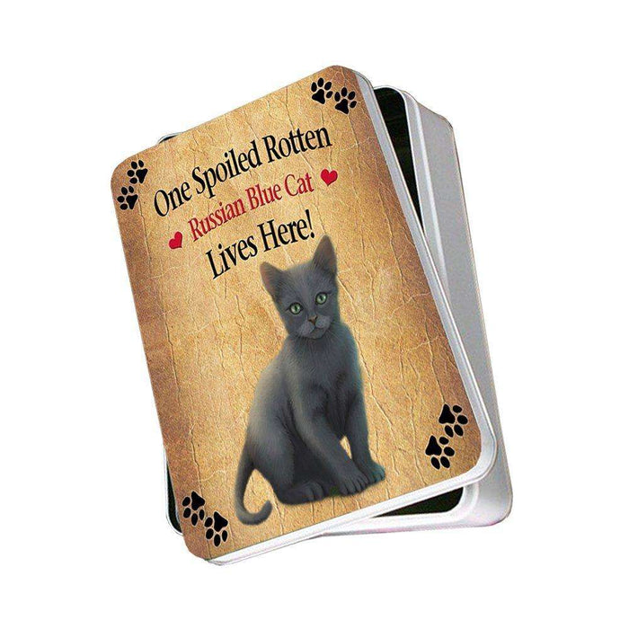 Russian Blue Spoiled Rotten Cat Photo Storage Tin