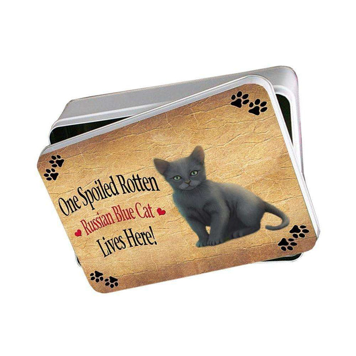 Russian Blue Spoiled Rotten Cat Photo Storage Tin