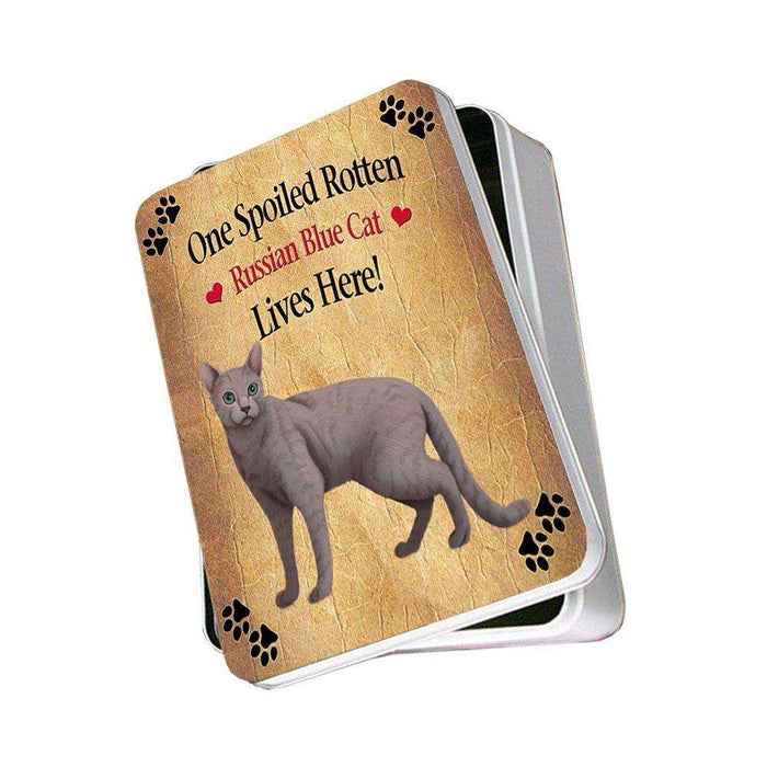 Russian Blue Spoiled Rotten Cat Photo Storage Tin