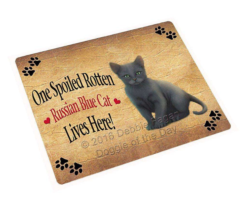 Russian Blue Spoiled Rotten Cat Tempered Cutting Board