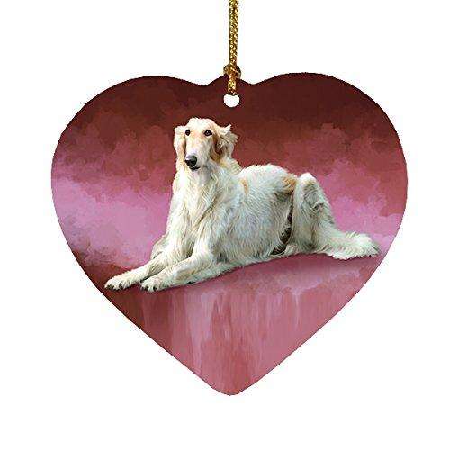 Russian Borzoi Greyhound Dog Heart Christmas Ornament HPOR48091