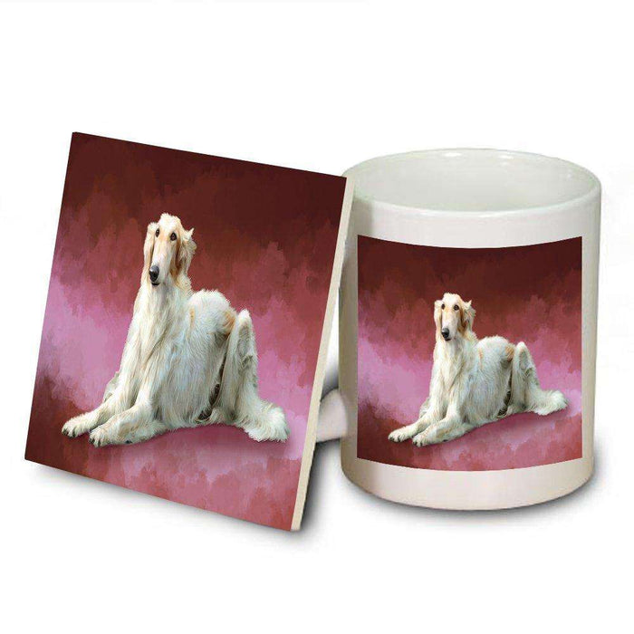Russian Borzoi Greyhound Dog Mug and Coaster Set MUC48083