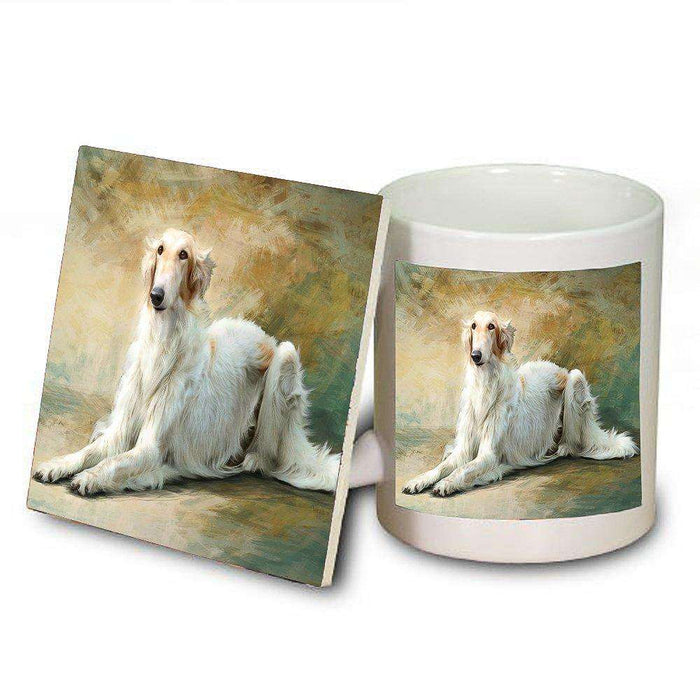 Russian Borzoi Greyhound Dog Mug and Coaster Set