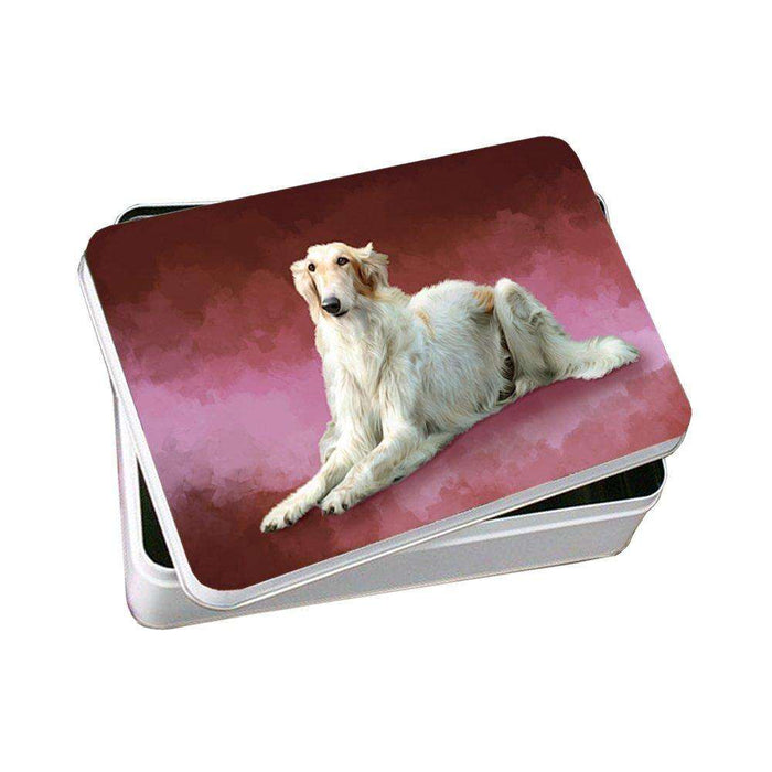 Russian Borzoi Greyhound Dog Photo Storage Tin PITN48091