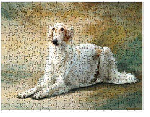 Russian Borzoi Greyhound Dog Puzzle with Photo Tin