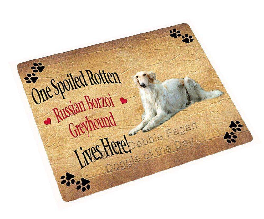 Russian Borzoi Greyhound Dog Spoiled Rotten Dog Art Portrait Print Woven Throw Sherpa Plush Fleece Blanket