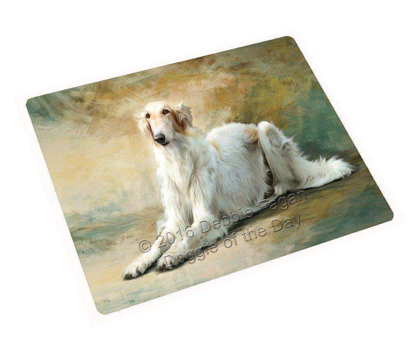 Russian Borzoi Greyhound Dog Tempered Cutting Board