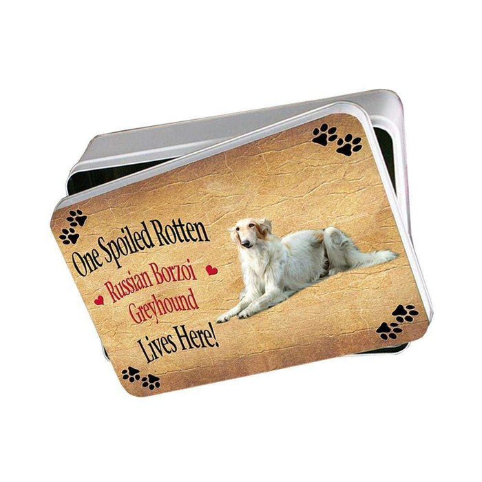 Russian Borzoi Greyhound Spoiled Rotten Dog Photo Storage Tin