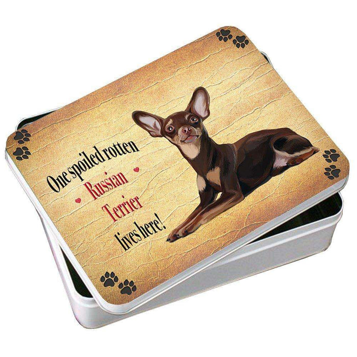 Russian Red Terrier Spoiled Rotten Dog Photo Storage Tin