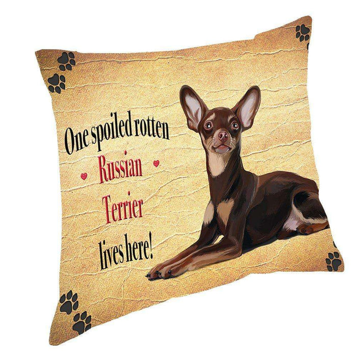 Russian Red Terrier Spoiled Rotten Dog Throw Pillow