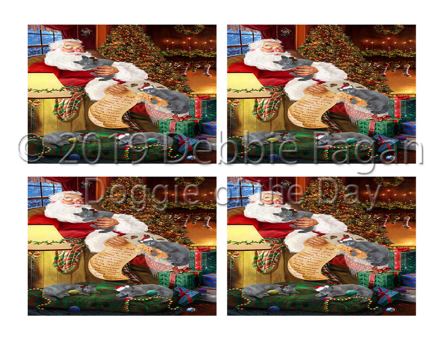 Santa Sleeping with Russian Blue Cats Placemat