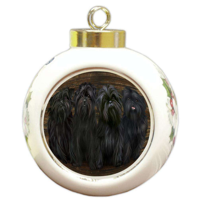 Rustic 4 Affenpinschers Dog Round Ball Christmas Ornament RBPOR49570