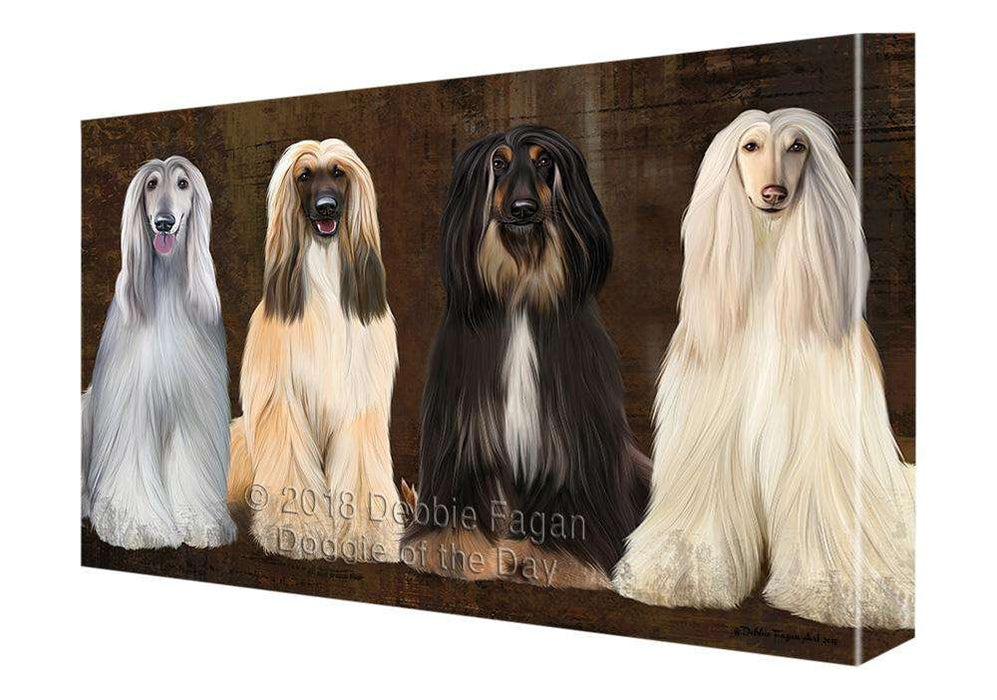 Rustic 4 Afghan Hounds Dog Canvas Print Wall Art Décor CVS107009