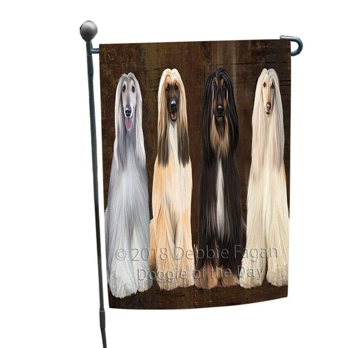 Rustic 4 Afghan Hounds Dog Garden Flag GFLG54413