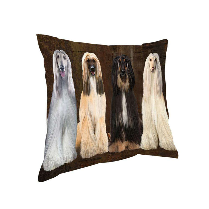 Rustic 4 Afghan Hounds Dog Pillow PIL74028
