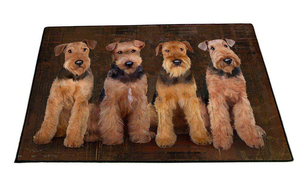 Rustic 4 Airedales Dog Floormat FLMS48243