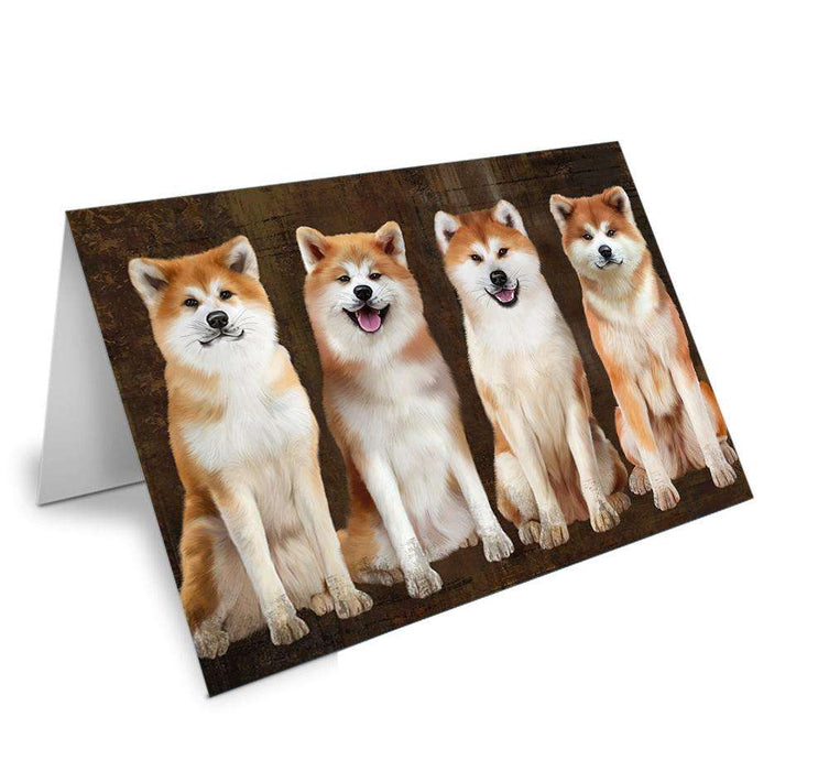 Rustic 4 Akitas Dog Handmade Artwork Assorted Pets Greeting Cards and Note Cards with Envelopes for All Occasions and Holiday Seasons GCD67085