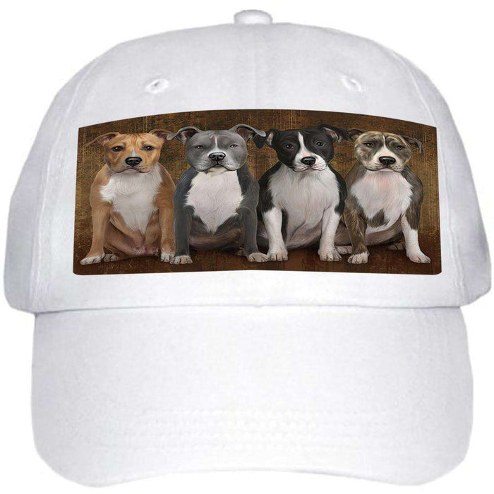 Rustic 4 American Staffordshire Terriers Dog Ball Hat Cap HAT52449