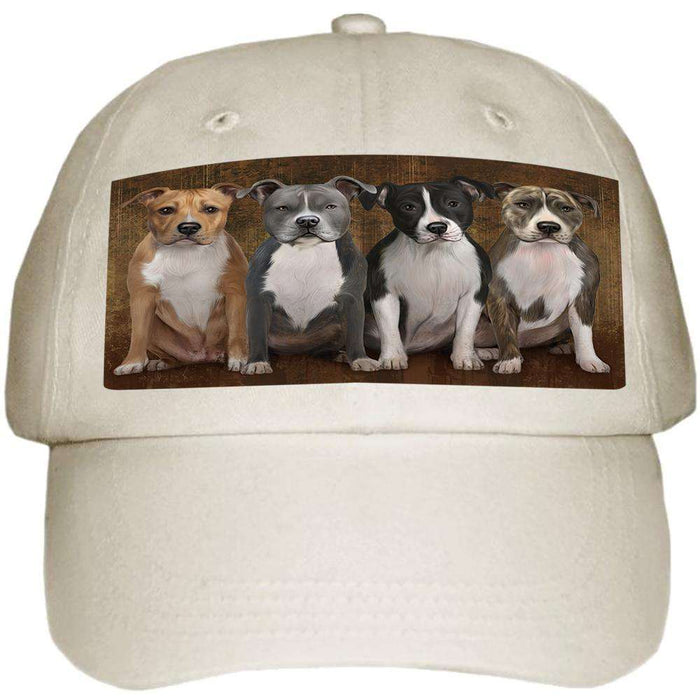 Rustic 4 American Staffordshire Terriers Dog Ball Hat Cap HAT52449