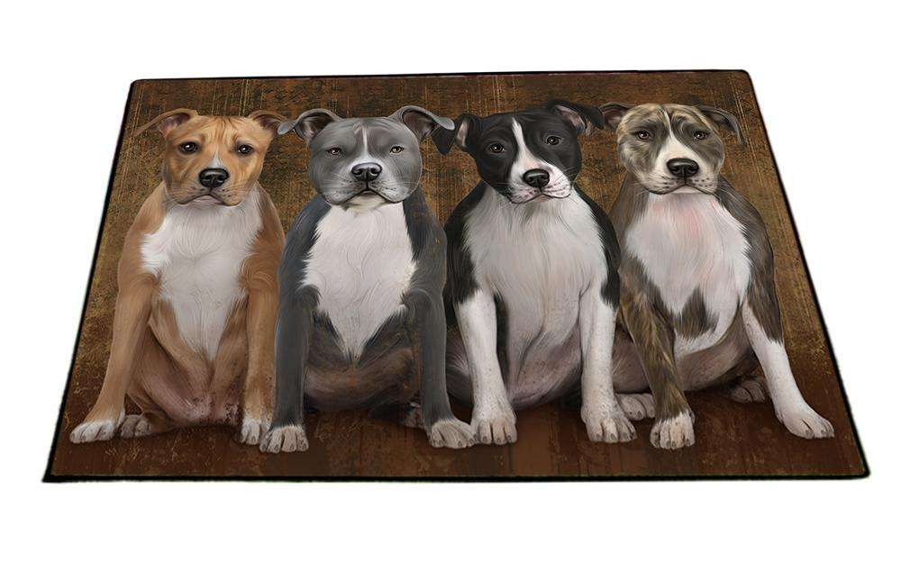 Rustic 4 American Staffordshire Terriers Dog Floormat FLMS49959