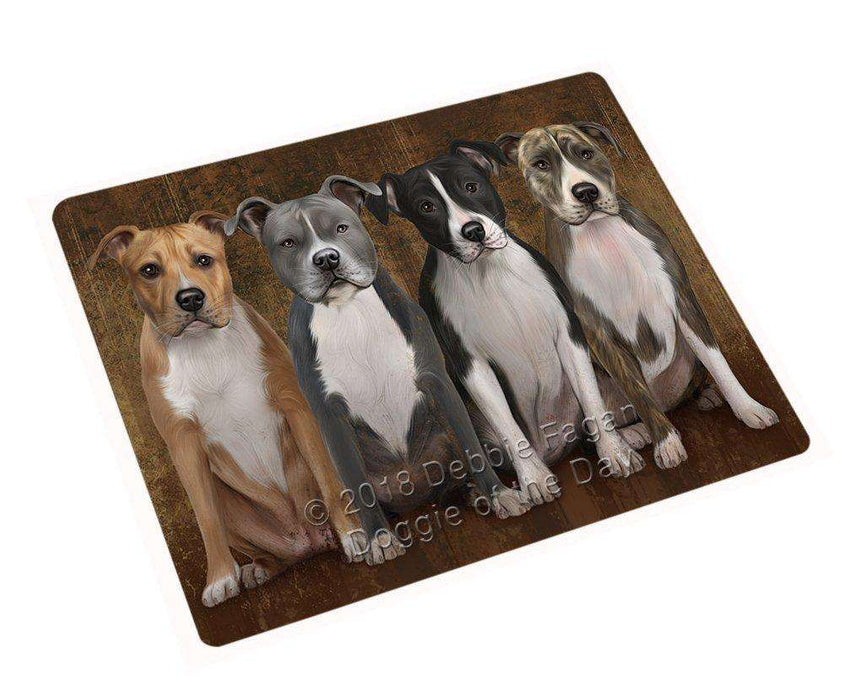 Rustic 4 American Staffordshire Terriers Dog Large Refrigerator / Dishwasher Magnet RMAG57168