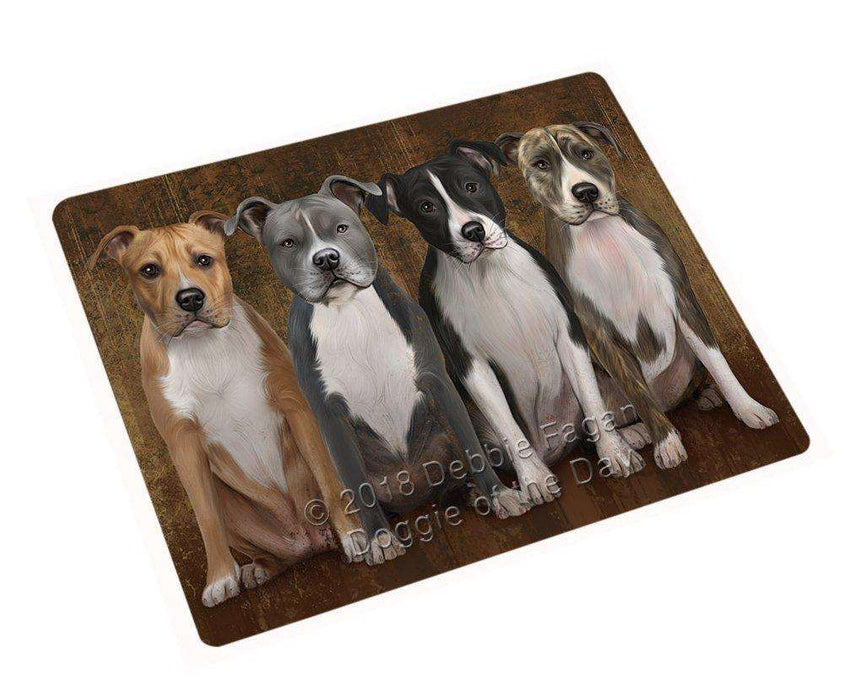 Rustic 4 American Staffordshire Terriers Dog Magnet Mini (3.5" x 2") MAG52584