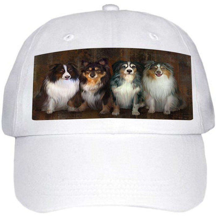 Rustic 4 Australian Shepherd Dog Ball Hat Cap HAT48324