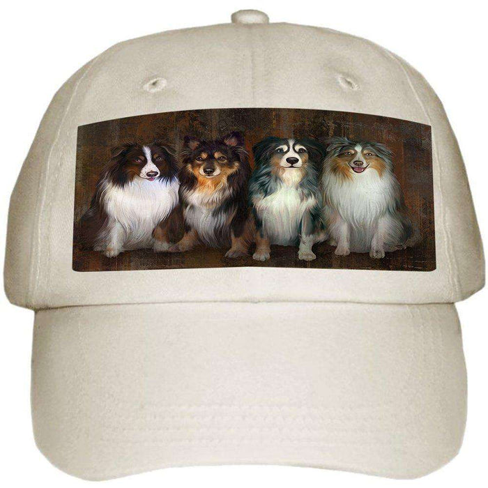Rustic 4 Australian Shepherd Dog Ball Hat Cap HAT48324