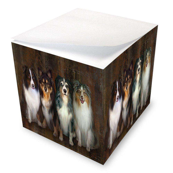 Rustic 4 Australian Shepherd Dog Note Cube NOC48197