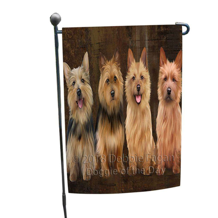 Rustic 4 Australian Terriers Dog Garden Flag GFLG54416