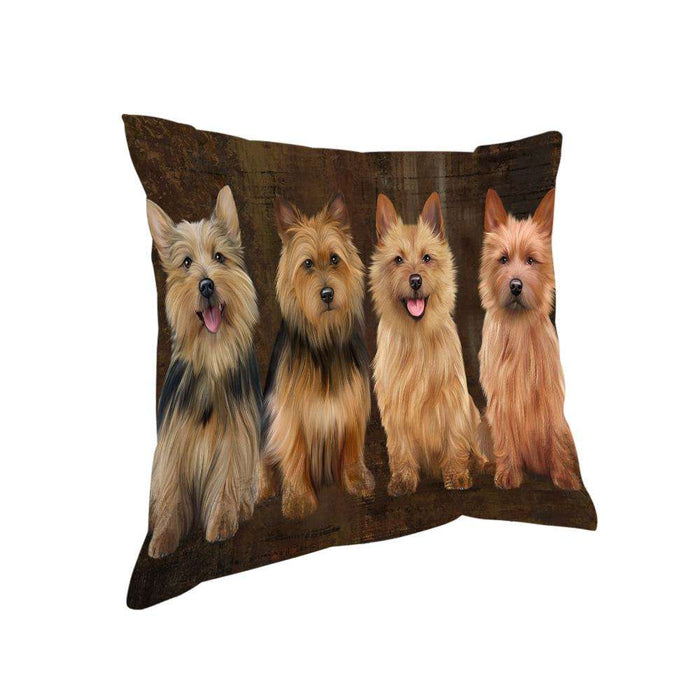 Rustic 4 Australian Terriers Dog Pillow PIL74040