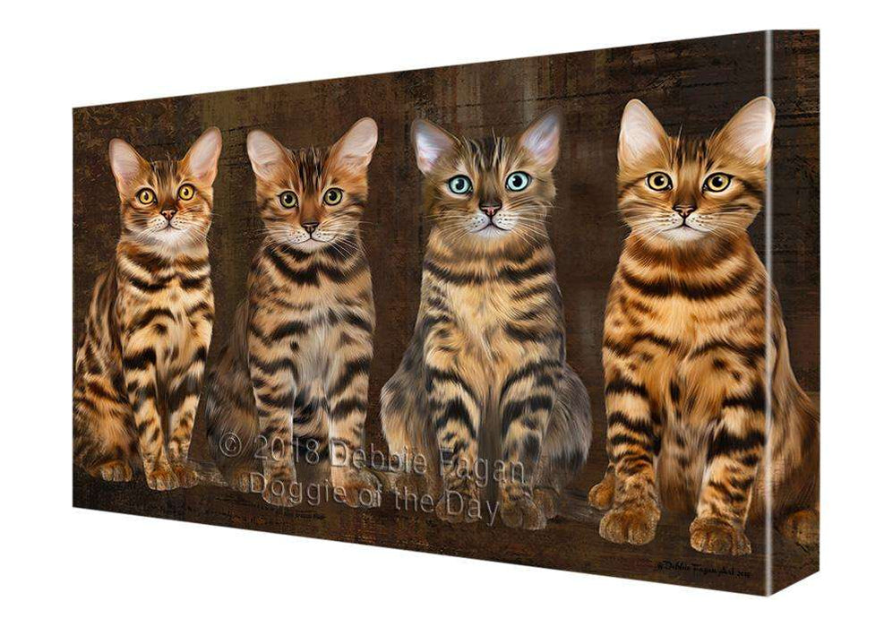 Rustic 4 Bengal Cats Canvas Print Wall Art Décor CVS107045