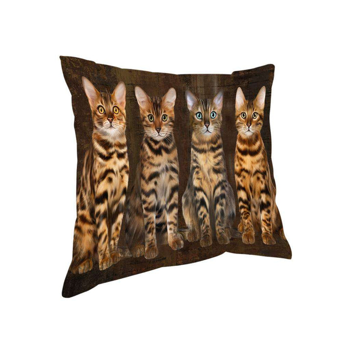 Rustic 4 Bengal Cats Pillow PIL74044