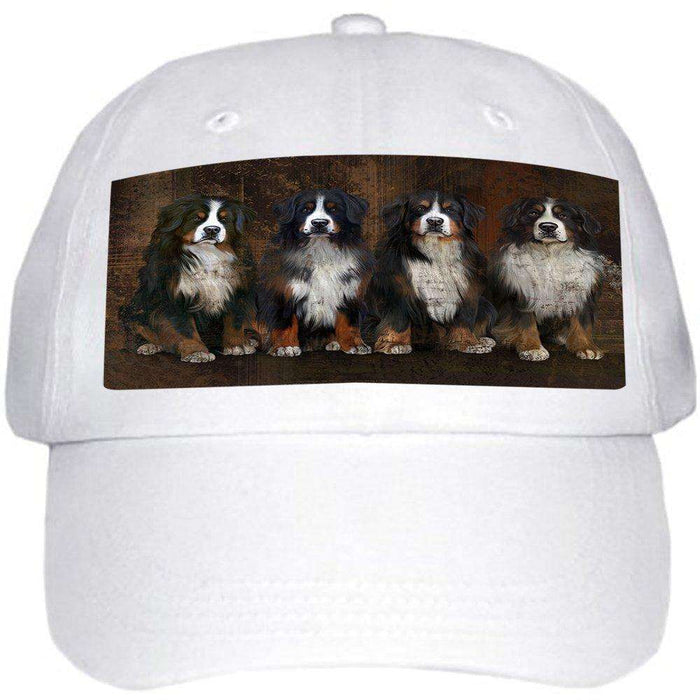 Rustic 4 Bernese Mountain Dogs Ball Hat Cap HAT48348