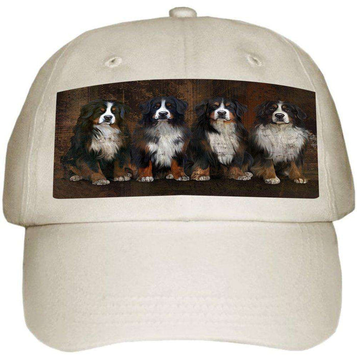 Rustic 4 Bernese Mountain Dogs Ball Hat Cap HAT48348