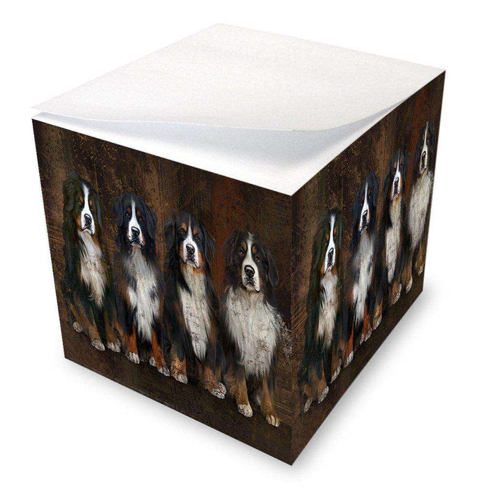 Rustic 4 Bernese Mountain Dogs Note Cube NOC48205