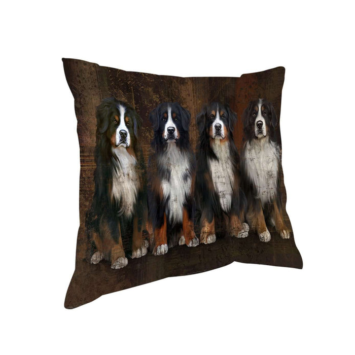 Rustic 4 Bernese Mountain Dogs Pillow PIL48872