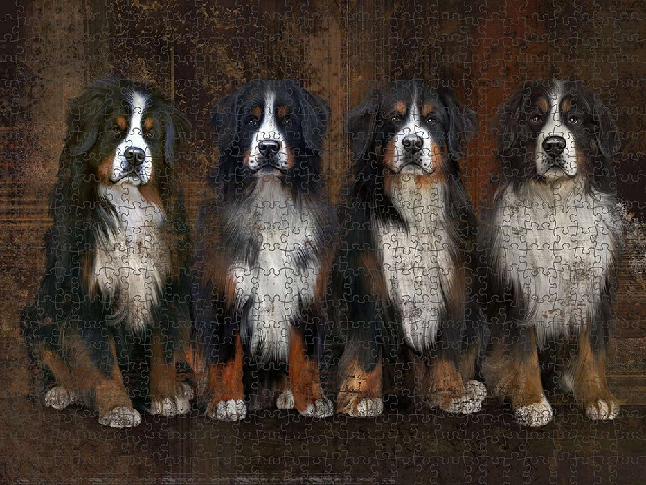 Rustic 4 Bernese Mountain Dogs Puzzle with Photo Tin PUZL48468