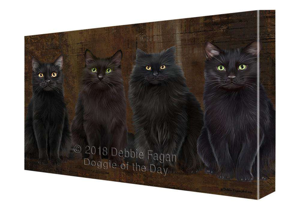 Rustic 4 Black Cats Canvas Print Wall Art Décor CVS107054