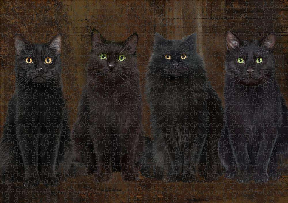 Rustic 4 Black Cats Puzzle with Photo Tin PUZL84580