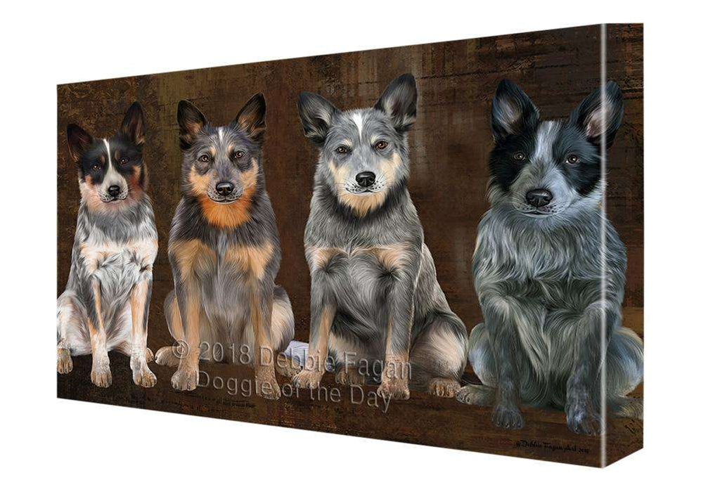 Rustic 4 Blue Heelers Dog Canvas Print Wall Art Décor CVS107063