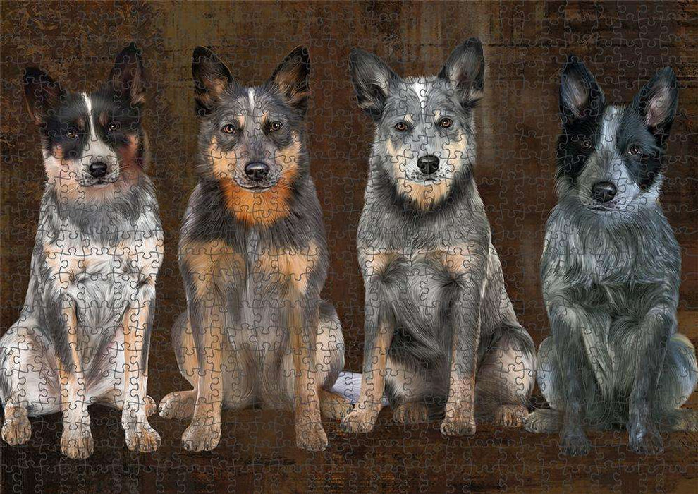 Rustic 4 Blue Heelers Dog Puzzle with Photo Tin PUZL84584