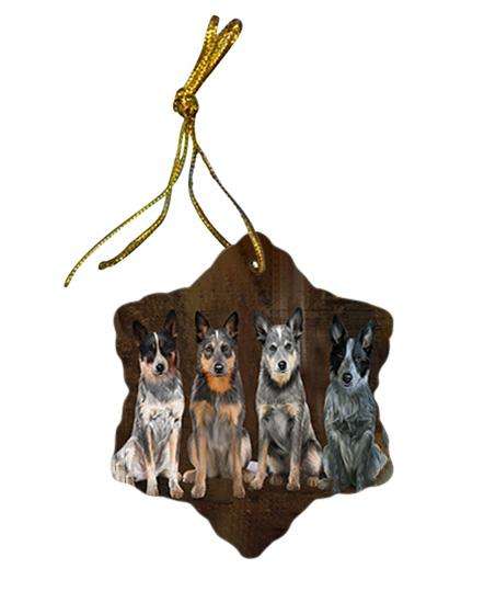 Rustic 4 Blue Heelers Dog Star Porcelain Ornament SPOR54348
