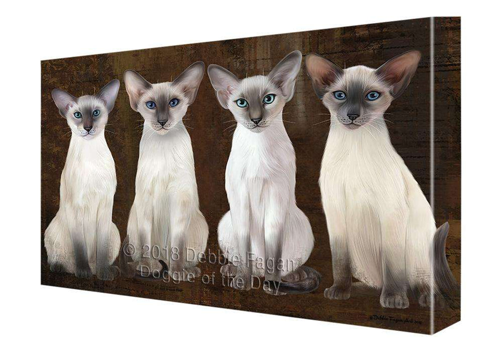 Rustic 4 Blue Point Siamese Cats Canvas Print Wall Art Décor CVS107072